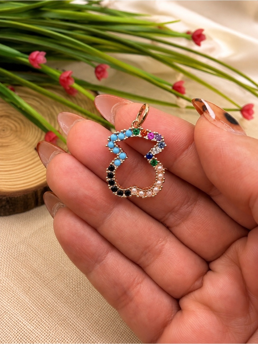 BEAR PENDANT 925 ROSE GOLD PLATING OVER SILVER AND STRAIGHT